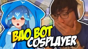 Playing Valorant with a Bao Bot cosplayer