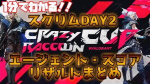 【CRカップ VALORANT】スクリムリザルト キルデススコア エージェントピック まとめ【DAY2 2/9】